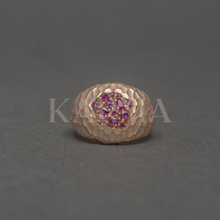 Rose Gold Plated Sterling Silver With Ruby Cz